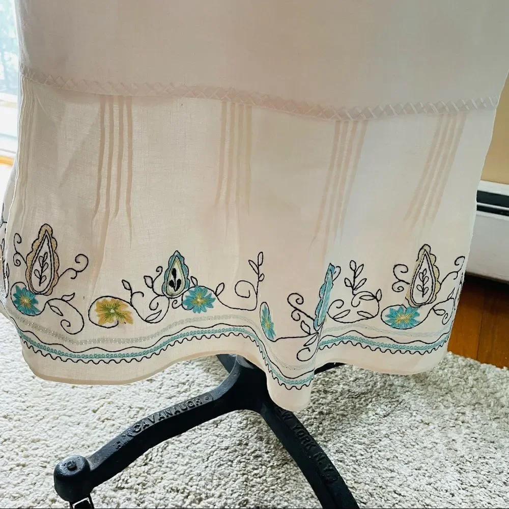 LOFT | long linen embroidered bottom skirt 2P - Picture 5 of 7